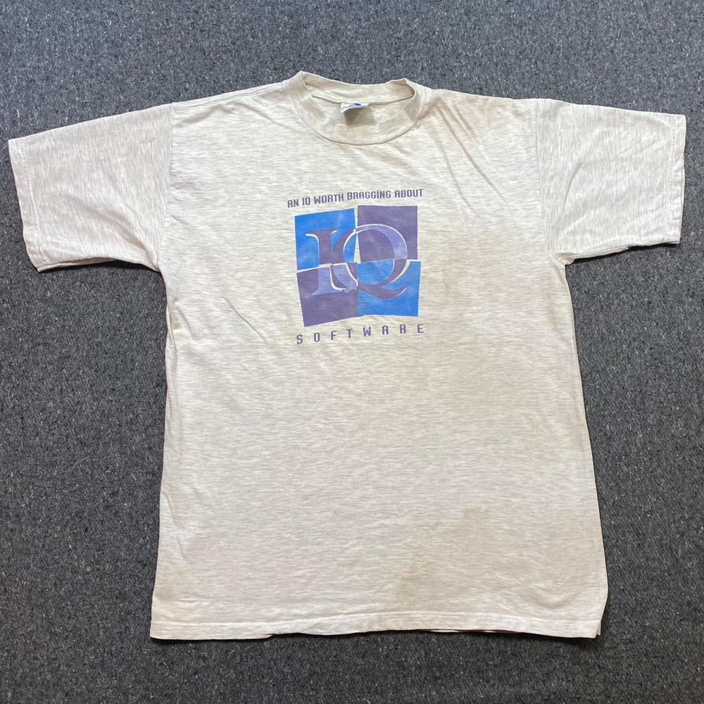 Advance Athletic IQ Software TShirt Sz XL Mens Gray 90s Tech Promo Single Stitch